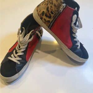 Golden Goose Slide Black and Red High-Top Sneakers